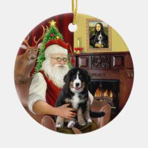 Santa + Mona Lisa - Bernese MD - 2 diff. designs Ceramic Ornament
