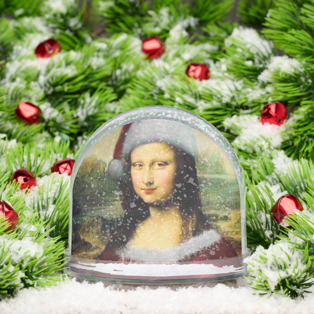 Santa Mona Lisa Merry Christmas Funny Snow Globe (Christmas)