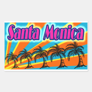 Santa Monica 5 Palm Trees Stickers