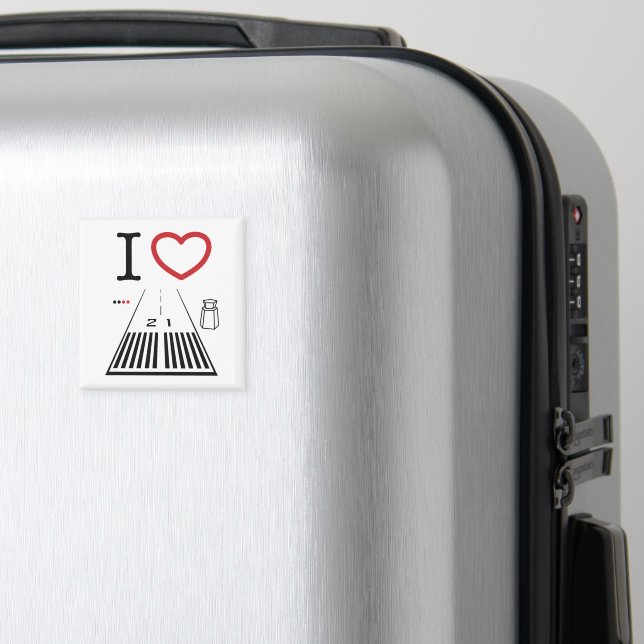 Santa Monica Airport Runway 21 square magnet (In Situ (Luggage))
