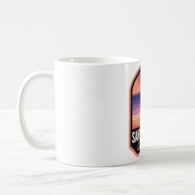 Santa Monica Beach CA Retro Sunset Coffee Mug (Left)