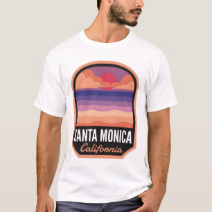 Santa Monica Beach CA Retro Sunset T-Shirt