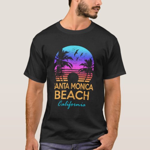 Santa Monica Beach California Sunset T_Shirt