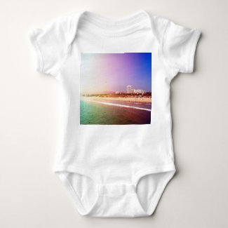 Santa Monica Beach - Green Purple Photo Edit T-Shirt