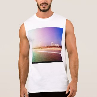 Santa Monica Beach - Green Purple Photo Edit T-Shirt