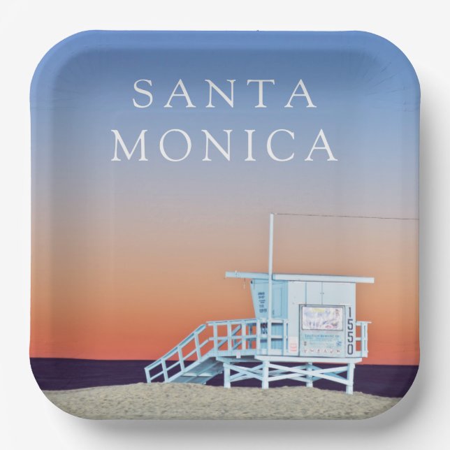 Santa Monica Beach | Los Angeles, California Paper Plates (Front)