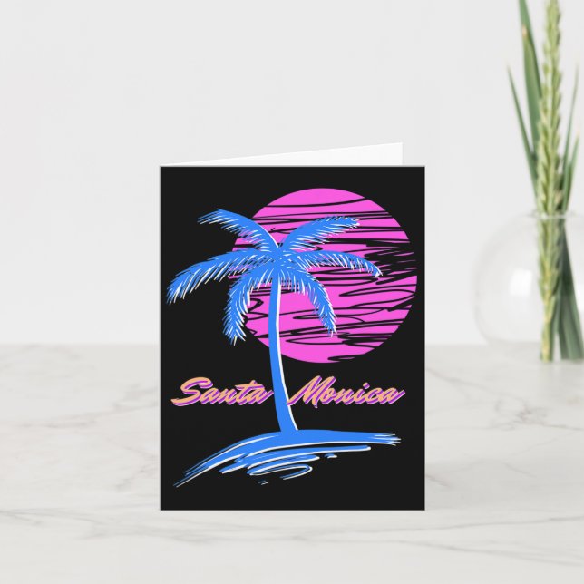 Santa Monica Beach Outrun 80s Aesthetic Vaporwave  Card (Front)