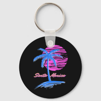Santa Monica Beach Outrun 80s Aesthetic Vaporwave Keychain