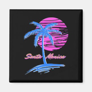 Santa Monica Beach Outrun 80s Aesthetic Vaporwave Magnet