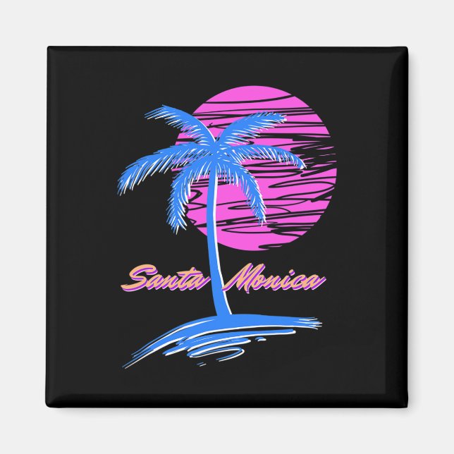 Santa Monica Beach Outrun 80s Aesthetic Vaporwave  Magnet (Front)