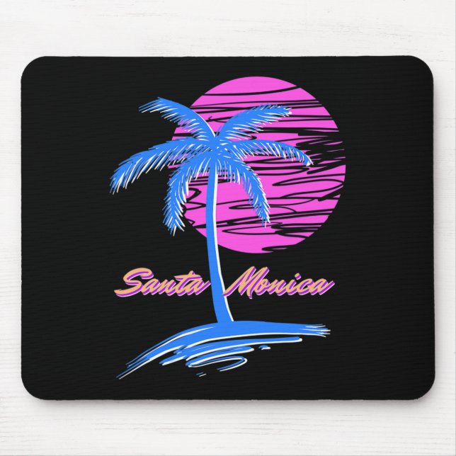 Santa Monica Beach Outrun 80s Aesthetic Vaporwave  Mouse Pad (Front)