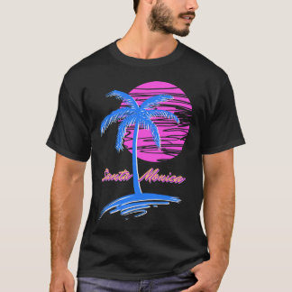 Santa Monica Beach Outrun 80s Aesthetic Vaporwave T-Shirt