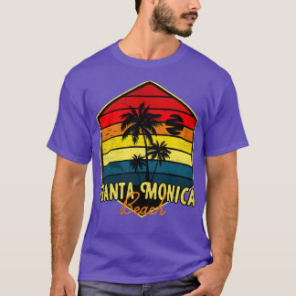 Santa Monica Beach Surfing California Retro T-Shirt
