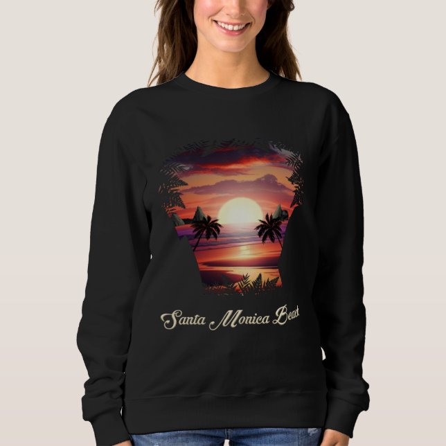 Santa Monica Beach Vibrant Sunset Santa Monica Cal Sweatshirt (Front)