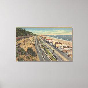 Santa Monica, CA - Beach Scene Along Palisades Canvas Print