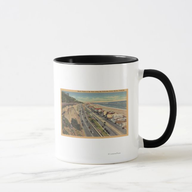 Santa Monica, CA - Beach Scene Along Palisades Mug (Right)