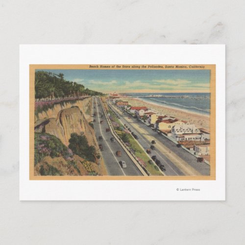 Santa Monica CA _ Beach Scene Along Palisades Postcard