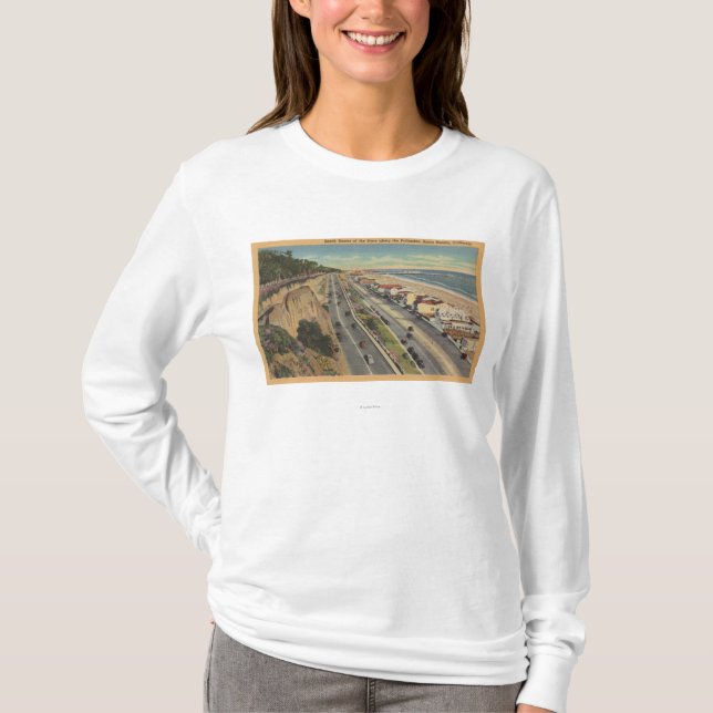 Santa Monica, CA - Beach Scene Along Palisades T-Shirt (Front)
