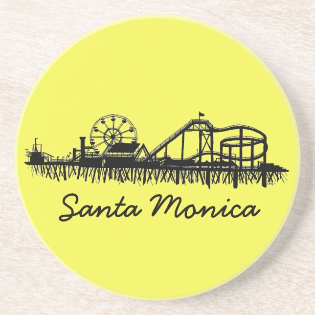 Santa Monica CA California Pier Beach Ferris Wheel Drink Coaster (Front)