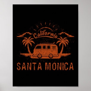 Santa Monica, Ca California Retro Vintage Surfing Poster