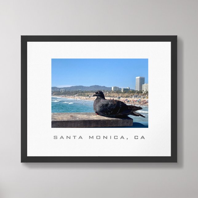 Santa Monica CA Cityscape View Travel Poster (Framed Front)