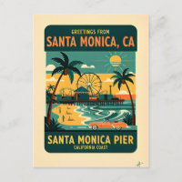 Santa Monica CA Pier Retro Travel 1950s