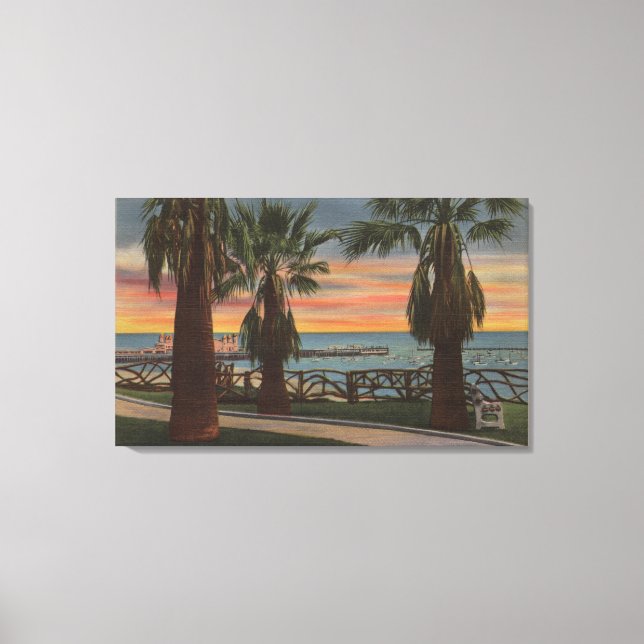Santa Monica, CA - Yacht Harbor and Sunset View Canvas Print (Front)