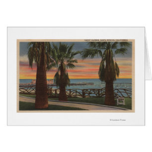 Santa Monica, CA - Yacht Harbor and Sunset View Cards