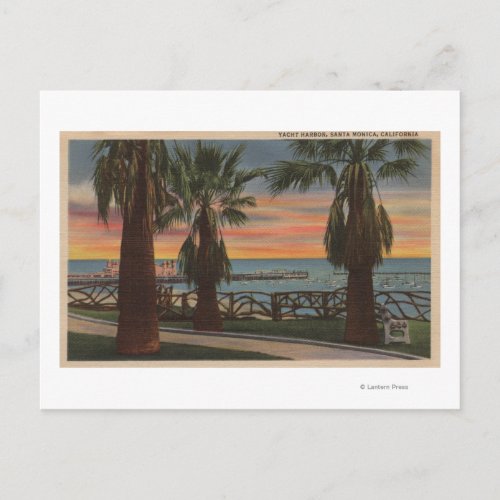 Santa Monica CA _ Yacht Harbor and Sunset View Postcard