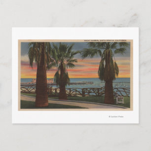 Santa Monica, CA - Yacht Harbor and Sunset View Postcard