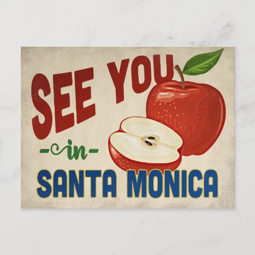 Santa Monica California Apple _ Vintage Travel Postcard
