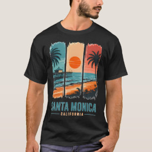 Santa Monica California Coastal Pier Ocean Palm T-Shirt