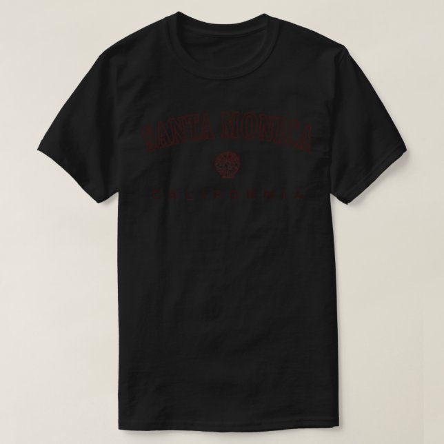 Santa Monica California Ferris Wheel Palm Trees T-Shirt (Design Front)