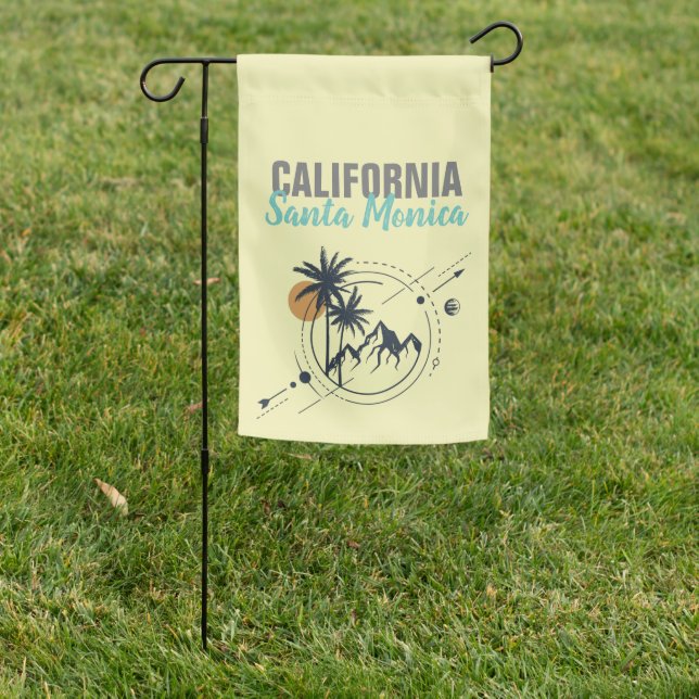 Santa Monica California Geometric Palms  Garden Flag (In SItu)