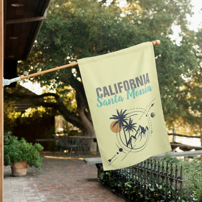 Santa Monica California Geometric Palms  House Flag (In SItu)