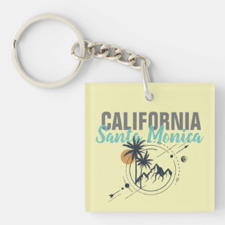 Santa Monica California Geometric Palms Keychain