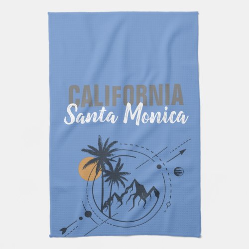 Santa Monica California Geometric Palms  Kitchen Towel