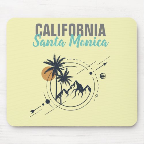 Santa Monica California Geometric Palms  Mouse Pad