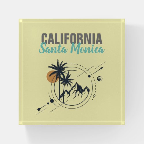 Santa Monica California Geometric Palms  Paperweight