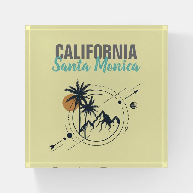 Santa Monica California Geometric Palms  Paperweight (Front)