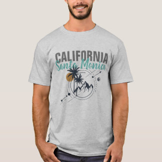 Santa Monica California Geometric Palms T-Shirt