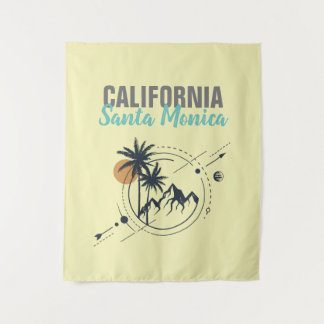 Santa Monica California Geometric Palms Tapestry