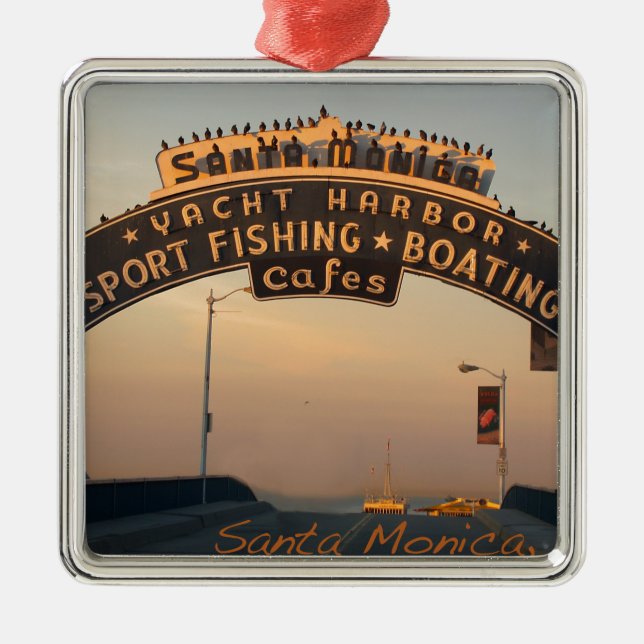 Santa Monica California Metal Ornament (Front)