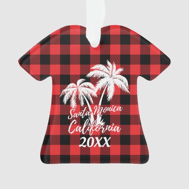 Santa Monica California Palm Tree Personalized Ornament (Front)