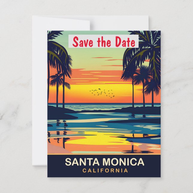 Santa Monica California Palms Wedding Invitation (Front)