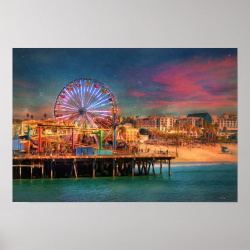 Santa Monica California Pier Ferris Wheel Poster