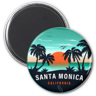Santa Monica California Retro Sunset Souvenirs 80s Magnet