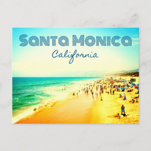 Santa Monica California Summer Beach Scene Postcard