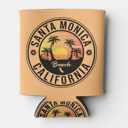 Santa Monica California Sunset Vacation Souvenirs Can Cooler