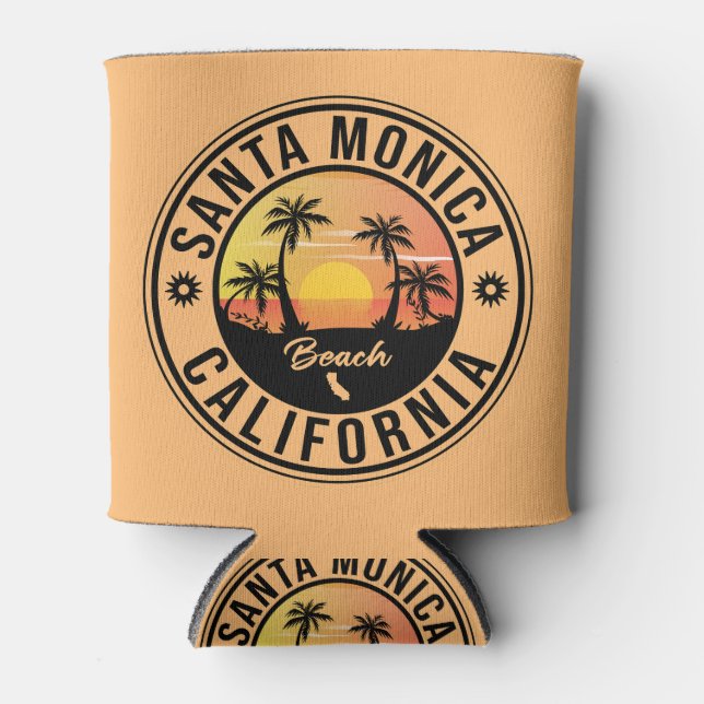 Santa Monica California Sunset Vacation Souvenirs Can Cooler (Front)